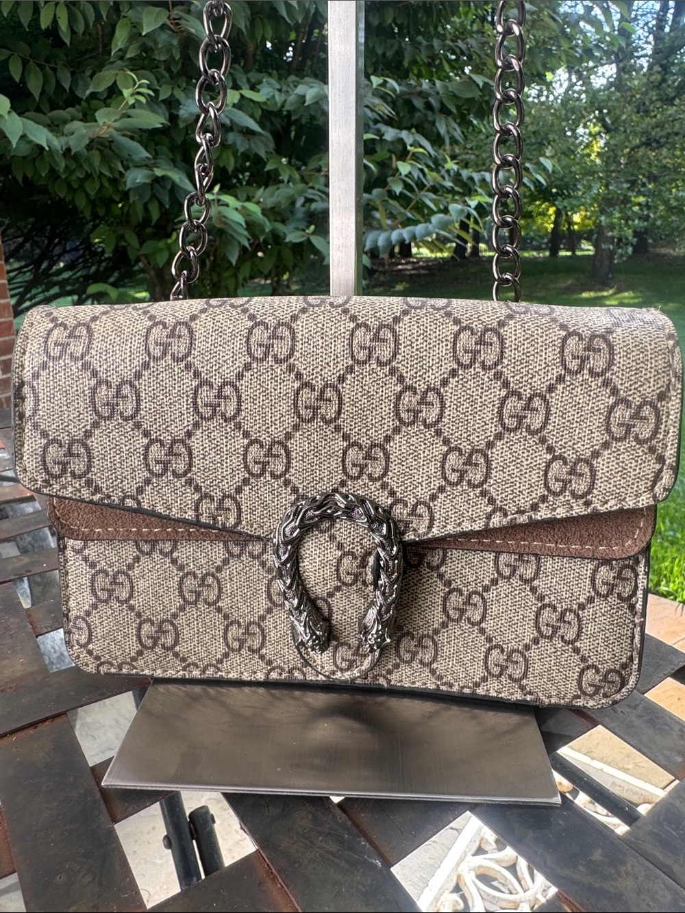 Bag shoulder bag    Beige and Brown  with Silver-Tone Buckle